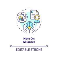 Note on alliances concept icon. Insurance company reputation. Check quality abstract idea thin line illustration. Isolated outline drawing. Editable stroke vector