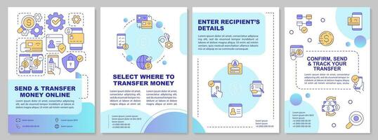 Electronic payment system brochure template. Internet banking. Leaflet design with linear icons. Editable 4 vector layouts for presentation, annual reports