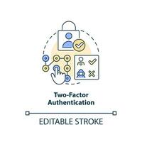 Two factor authentication concept icon. Web wallet. Secure online banking feature abstract idea thin line illustration. Isolated outline drawing. Editable stroke vector
