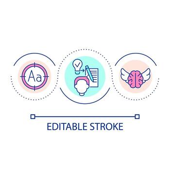 Concentrate on work tasks loop concept icon. Focus on learning. Find insights. Develop imagination abstract idea thin line illustration. Isolated outline drawing. Editable stroke vector