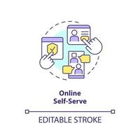 Online self service concept icon. Buy insurance through internet. Digital adaptation abstract idea thin line illustration. Isolated outline drawing. Editable stroke vector