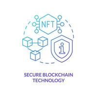 Secure blockchain technology blue gradient concept icon. Protected transactions. NFT benefit abstract idea thin line illustration. Isolated outline drawing vector