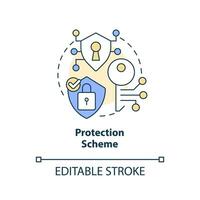 Protection scheme concept icon. Financial service. Secure online banking feature abstract idea thin line illustration. Isolated outline drawing. Editable stroke vector