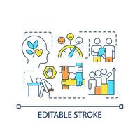 Healthy work environment concept icon. Supportive workplace culture. Company values. Teamwork abstract idea thin line illustration. Isolated outline drawing. Editable stroke vector