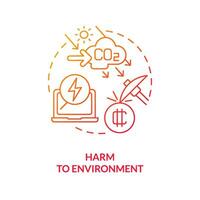 Harm to environment red gradient concept icon. Air pollution increasing. NFT space disadvantage abstract idea thin line illustration. Isolated outline drawing vector