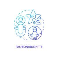 Fashionable NFTs blue gradient concept icon. Blockchain integration. Trend in digital space abstract idea thin line illustration. Isolated outline drawing vector