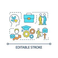 Professional development concept icon. Upgrade work skills. Career path. Job growth. Improve competency abstract idea thin line illustration. Isolated outline drawing. Editable stroke vector