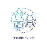 Personality NFTs blue gradient concept icon. Virtual characters creation. Trend in digital space abstract idea thin line illustration. Isolated outline drawing vector