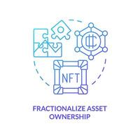 Fractionalize asset ownership blue gradient concept icon. Split control structure. NFT benefit abstract idea thin line illustration. Isolated outline drawing vector