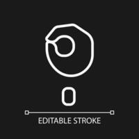 Singing letter O in ASL pixel perfect white linear icon for dark theme. Communication system. Visual modality. Thin line illustration. Isolated symbol for night mode. Editable stroke vector