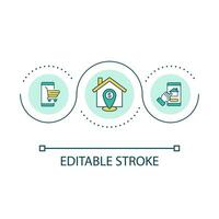 Real estate app loop concept icon. Property purchase. Houses marketplace. Online platform. Home search abstract idea thin line illustration. Isolated outline drawing. Editable stroke vector