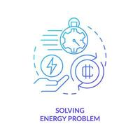 Solving energy problem blue gradient concept icon. Reduce power consumption. Important NFT trend abstract idea thin line illustration. Isolated outline drawing vector