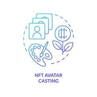 NFT avatar casting blue gradient concept icon. Brands monetization. Important crypto trend abstract idea thin line illustration. Isolated outline drawing vector