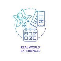 Real world experiences blue gradient concept icon. Profit from investments. Trend in NFT space abstract idea thin line illustration. Isolated outline drawing vector