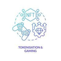 Tokenisation and gaming blue gradient concept icon. Buy digital items. Important NFT trend abstract idea thin line illustration. Isolated outline drawing vector