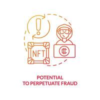 Potential to perpetuate fraud red gradient concept icon. Forged replica selling. NFT disadvantage abstract idea thin line illustration. Isolated outline drawing vector