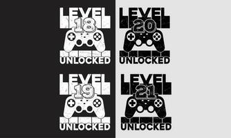 Gaming shirt. Level Unlocked Gaming Bundles, Vintage Gaming shirt, Kids gaming Shirt. vector