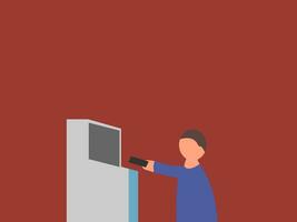 flat design takes money at an atm vector