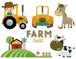 Set of farming element cartoon vector