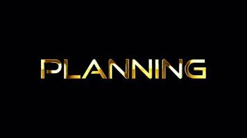 Loop Planning gold text shine light motion abstract background video