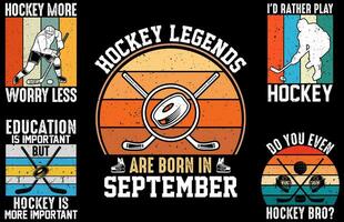 hockey Clásico camiseta diseño vector manojo, hockey vector ilustración conjunto