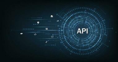 solicitud programación interfaz api en azul antecedentes. vector