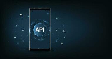 Smartphone with API abbreviation. vector