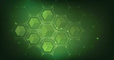 Geometric hexagon green background. vector