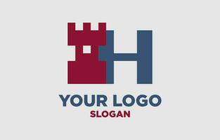 letter H kingdom digital style vector logo design