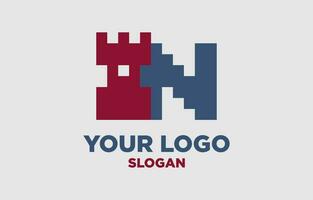 letter N kingdom digital style vector logo design