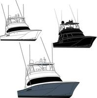 barco vector, pescar barco vector ,motora vector línea Arte ilustración.