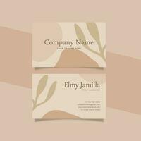 Printable Aesthetic Business Card Template Decorated with Floral Blob Object and Cream Color Background vector