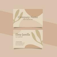 Printable Aesthetic Business Card Template Decorated with Floral Blob Object and Cream Color Background vector