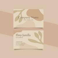 Printable Aesthetic Business Card Template Decorated with Floral Blob Object and Cream Color Background vector