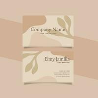 Printable Aesthetic Business Card Template Decorated with Floral Blob Object and Cream Color Background vector