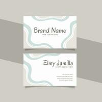 Printable Geometric Business Card Template Decorated with Doodle Frame Blue Gray Pastel Color Background vector