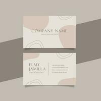 Printable Aesthetic Business Card Template Decorated with Organic Blob Object Cream Pastel Color Background vector