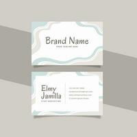 Printable Geometric Business Card Template Decorated with Doodle Frame Blue Gray Pastel Color Background vector