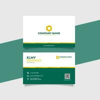 Modern Corporate Identity Business Card Template with Logo Placement Green and Yellow Color vector