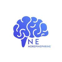 cerebro química noradrenalina. cerebro azul logo icono diseño aislado en blanco antecedentes. para utilizar web aplicación móvil, impresión medios de comunicación. vector eps10.