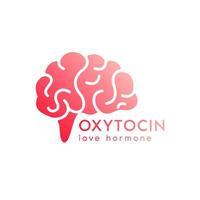 Brain chemistry oxytocin. love hormone. Brain red logo icon design isolated on white background. Happy chemicals concept. For use web app mobile, print media. Vector EPS10.