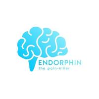 Brain chemistry endorphin. The pain killer. Brain blue logo icon design isolated on white background. Happy chemicals concept. For use web app mobile, print media. Vector EPS10.