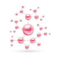 Vitamin B3 complex and minerals in molecular form. Dietary supplement for pharmacy advertisement. Science medic concept. Pink vitamin isolated on white background. Vector EPS10.