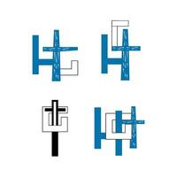 set of four modern cross icons isolated on white background vector