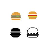 set of four burger icons isolated on white background vector