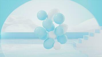 Soft balls, creative geometric background, 3d rendering. video