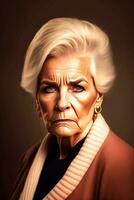 close-up portrait of a senior old black african american woman with grey hair studio photo