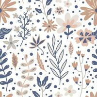 Cute Retro Modern Flower Flat Design Seamless Pattern vector
