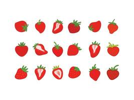 set of strawberry fruits cartoon illustration vector