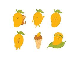 set of mango fruits cartoon vector